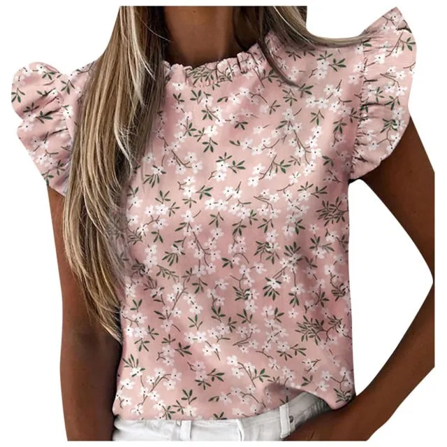 "Devika" Ruffle Sleeveless Blouse