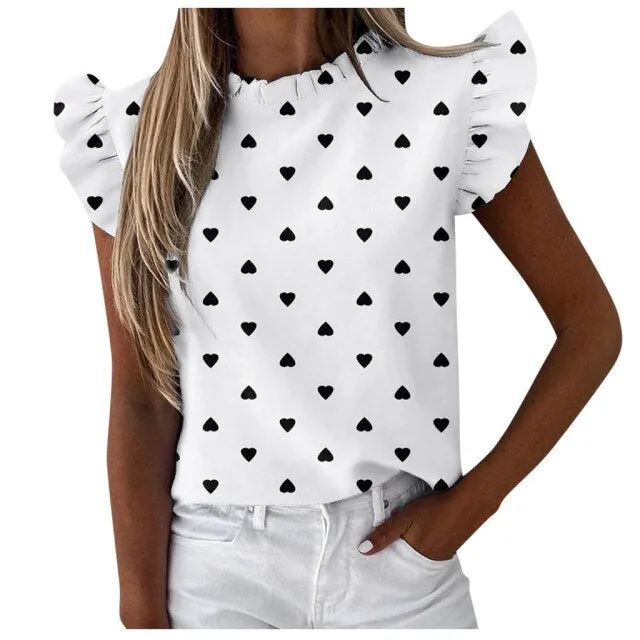 "Devika" Ruffle Sleeveless Blouse