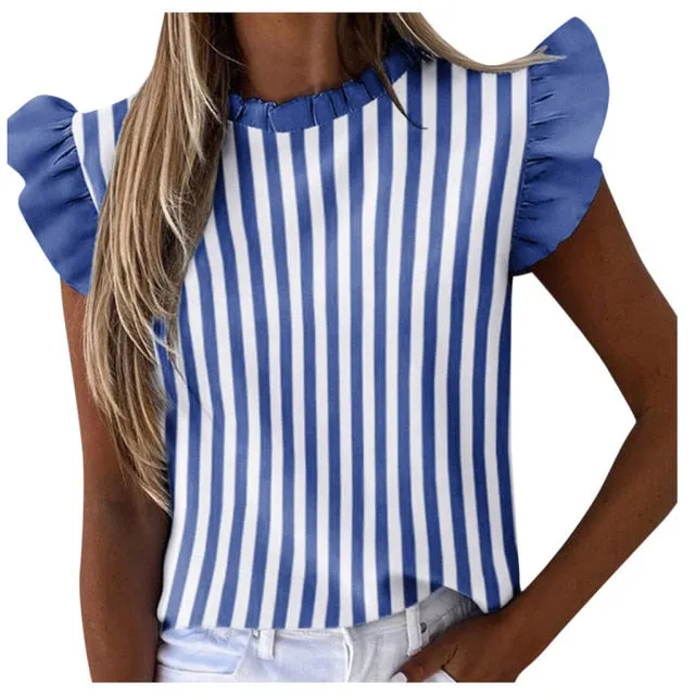"Devika" Ruffle Sleeveless Blouse
