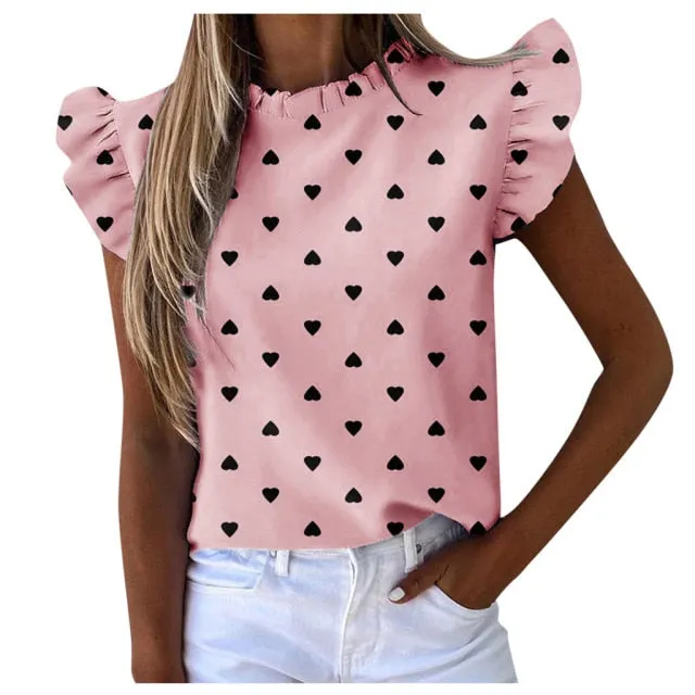 "Devika" Ruffle Sleeveless Blouse