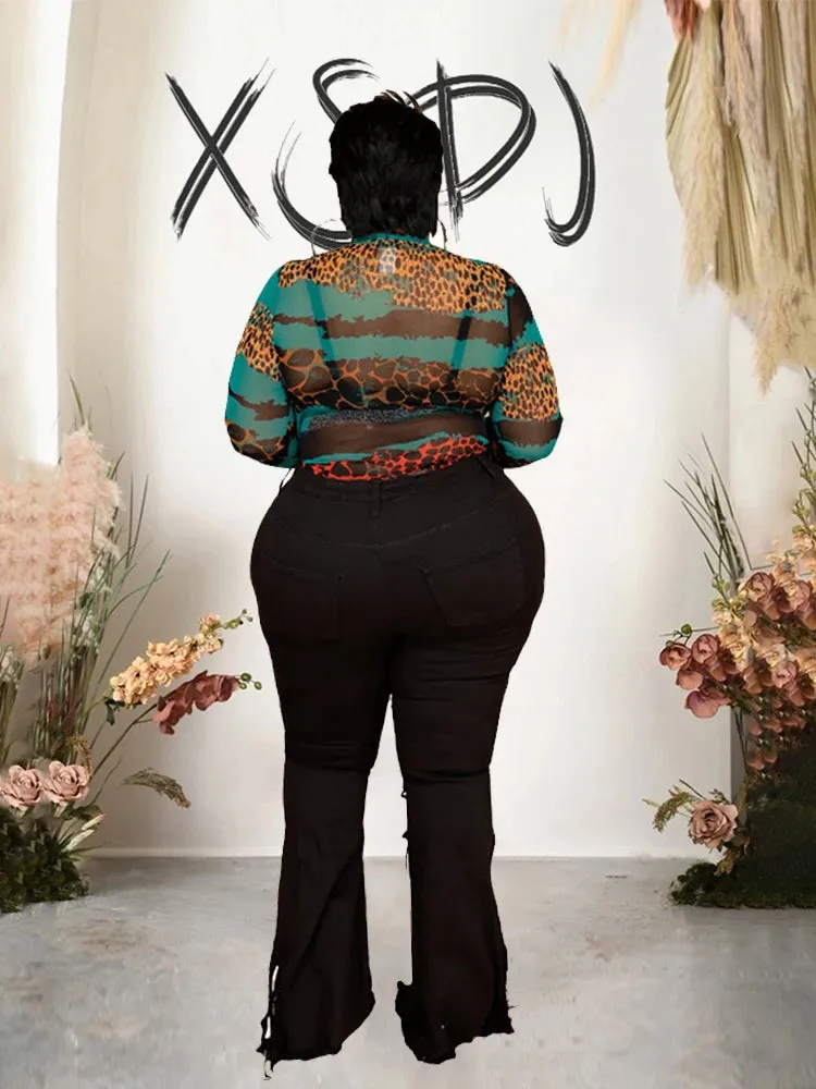 Rianna High Waist Ripped Flared Jeans