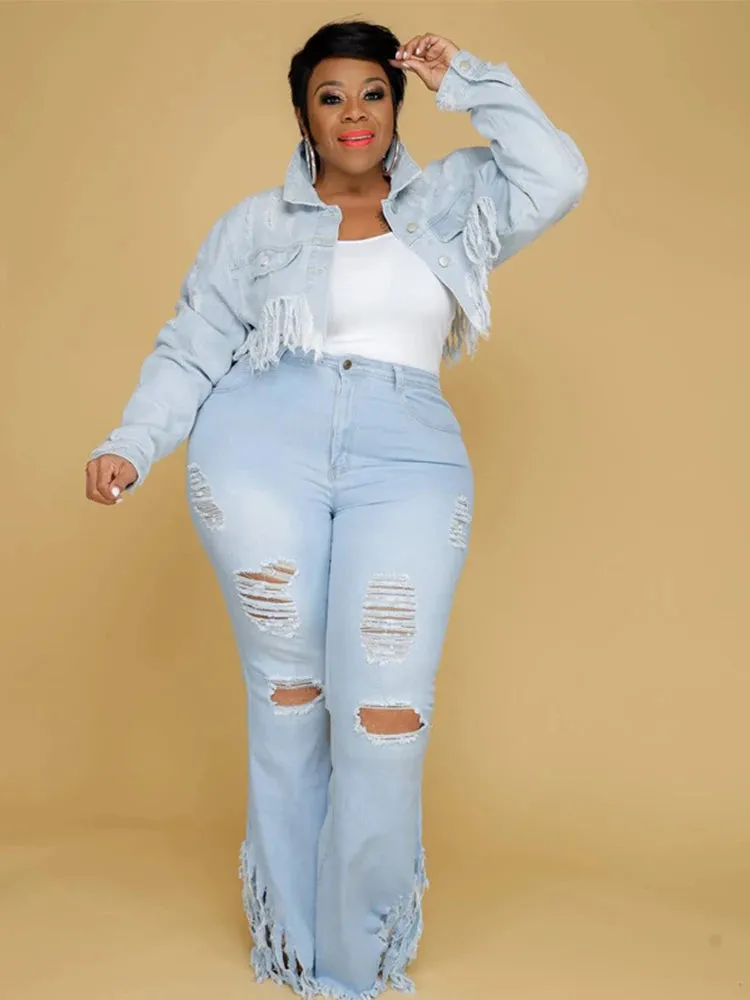 Rianna High Waist Ripped Flared Jeans