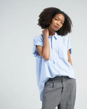 sleeveless boxy button-up shirt - eoe blue