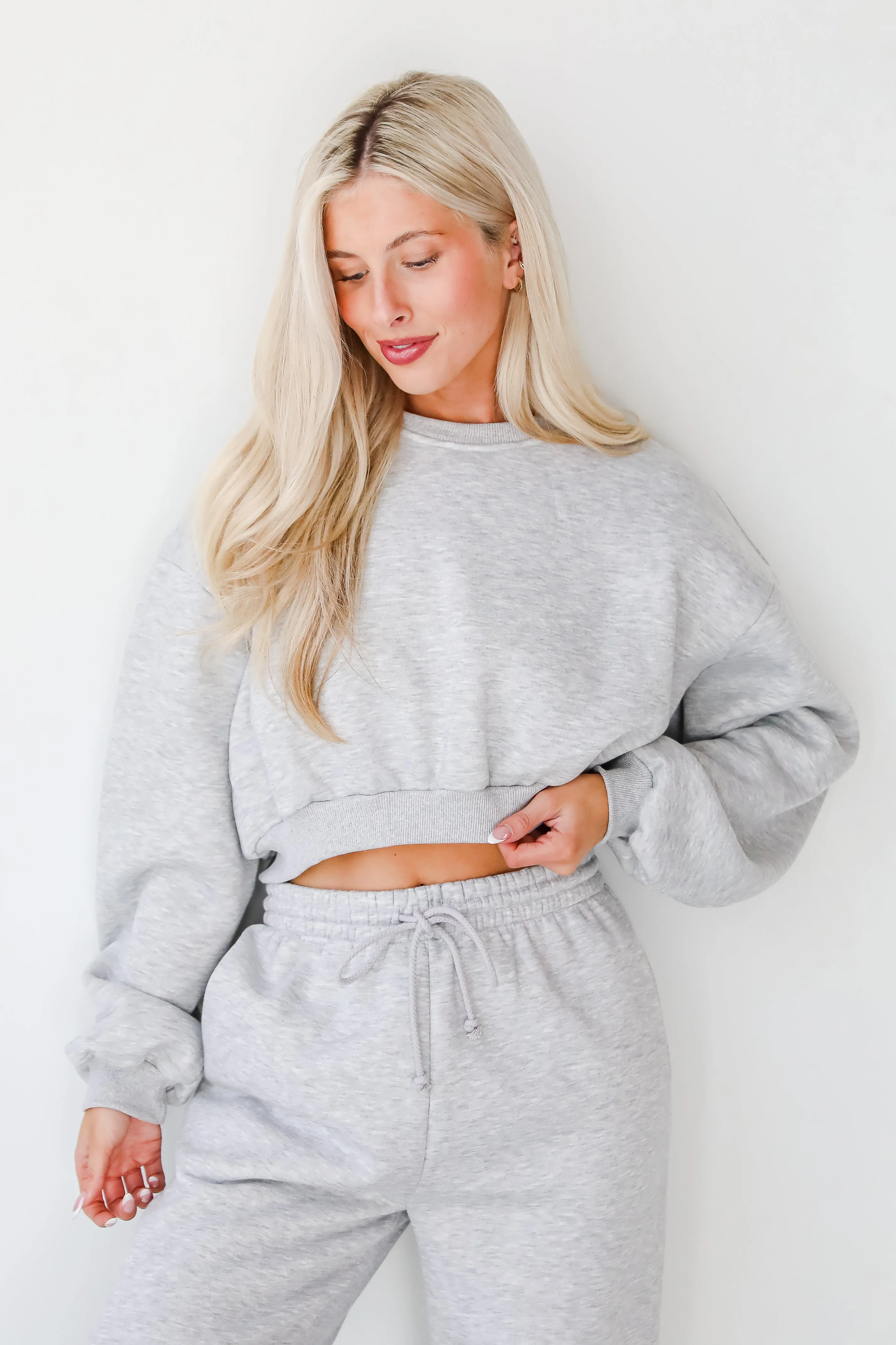 Snuggly Style Heather Grey Fleece Sweatshirt - DOORBUSTER