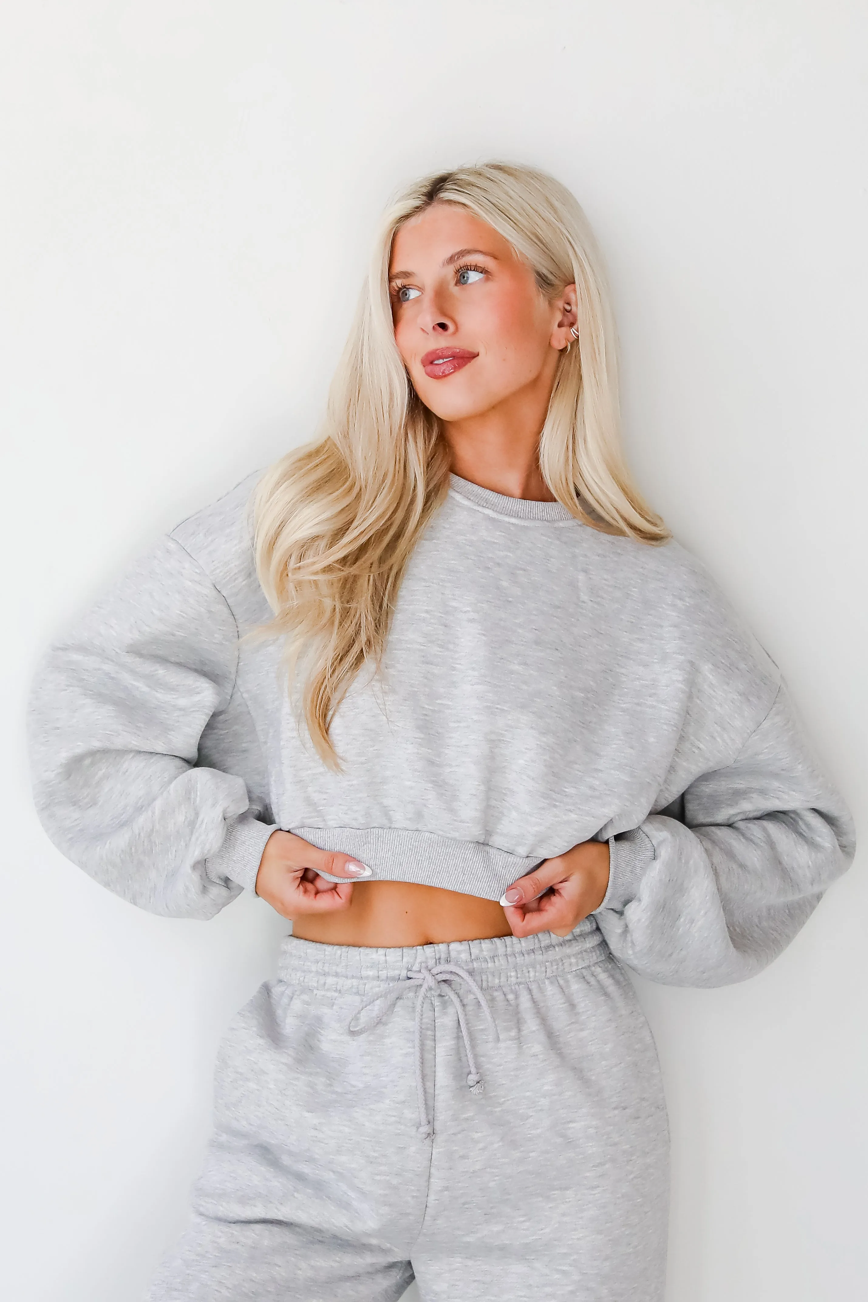 Snuggly Style Heather Grey Fleece Sweatshirt - DOORBUSTER