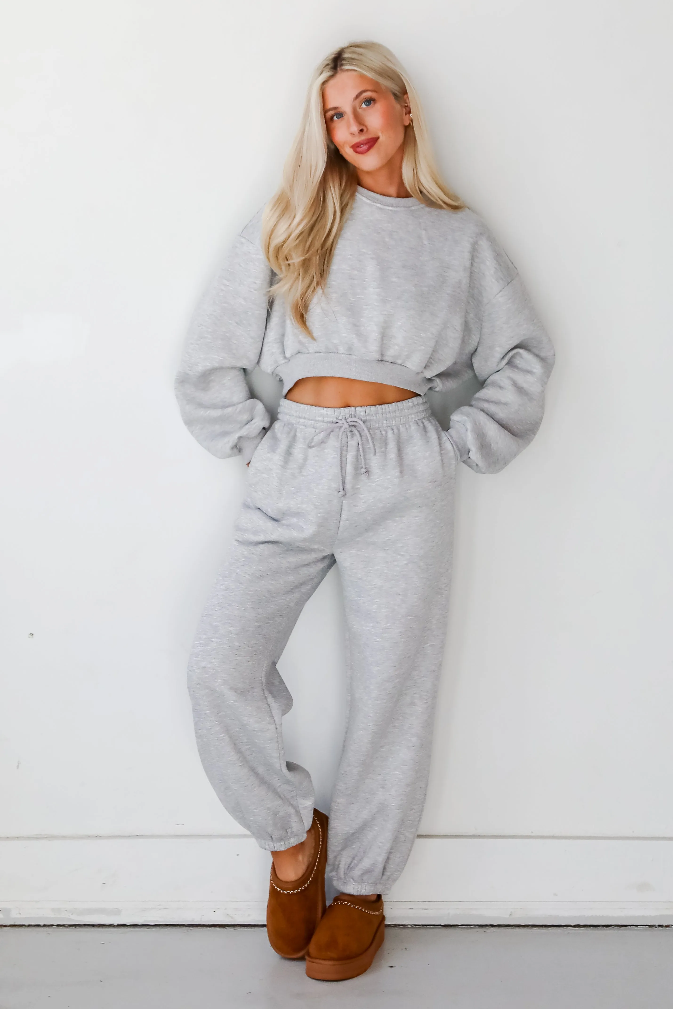 Snuggly Style Heather Grey Fleece Sweatshirt - DOORBUSTER