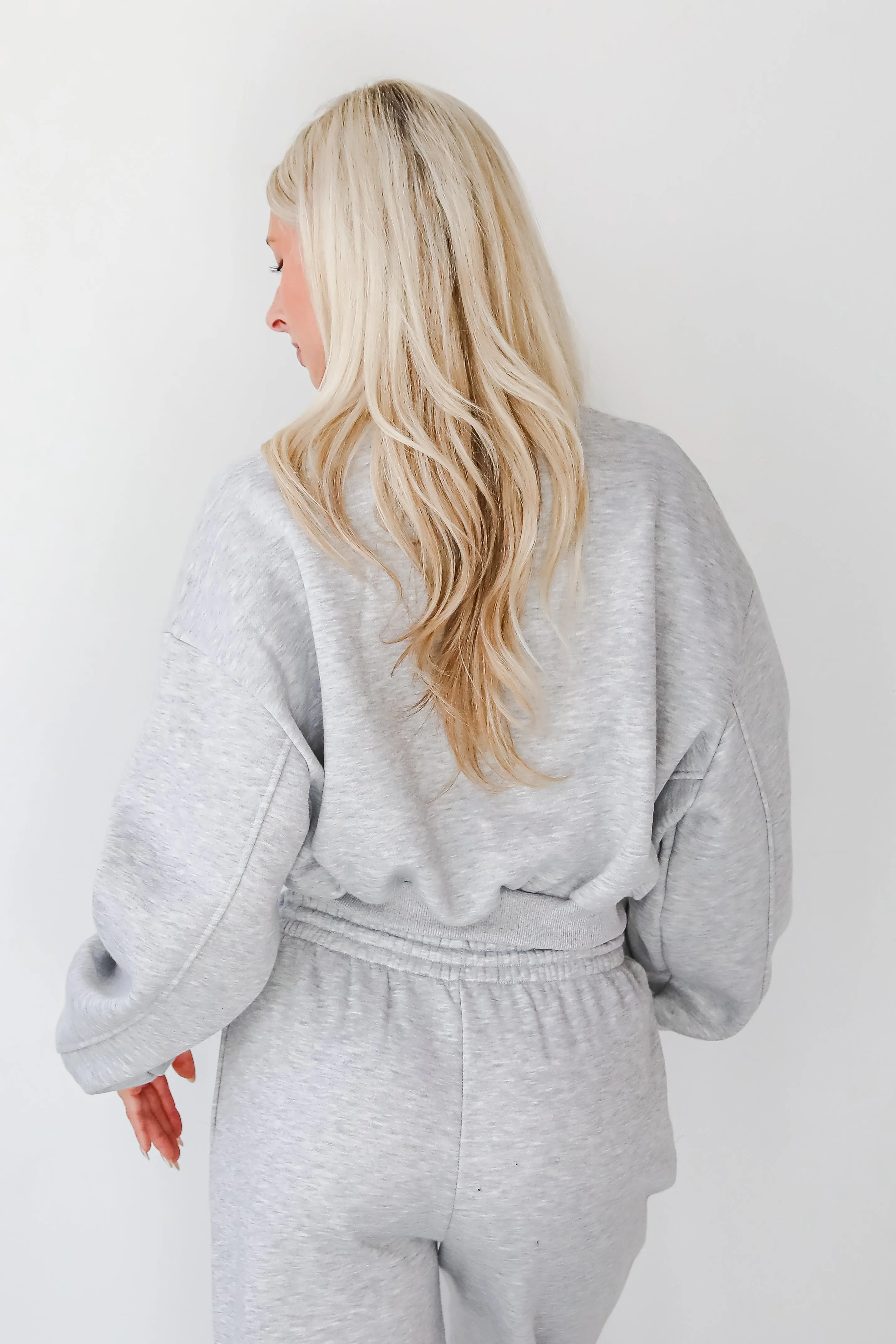 Snuggly Style Heather Grey Fleece Sweatshirt - DOORBUSTER