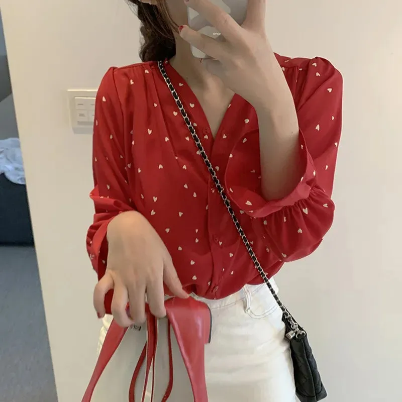 Solid Round Single-Breast Lady Top Blouse