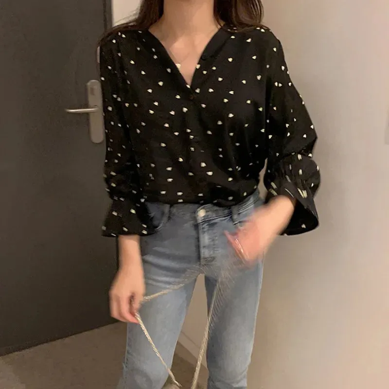 Solid Round Single-Breast Lady Top Blouse
