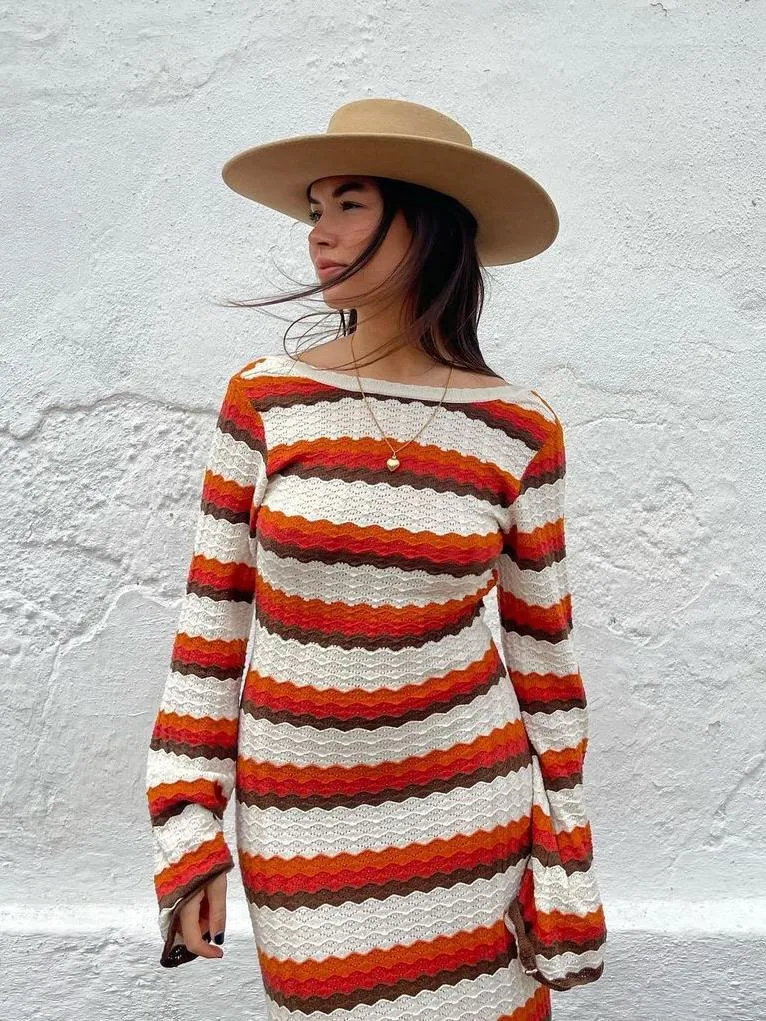 Striped Knit Beach Cover-Up