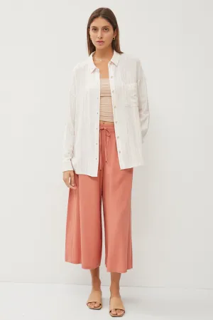 Striped Roll up Sleeve Button Down Linen Shirt