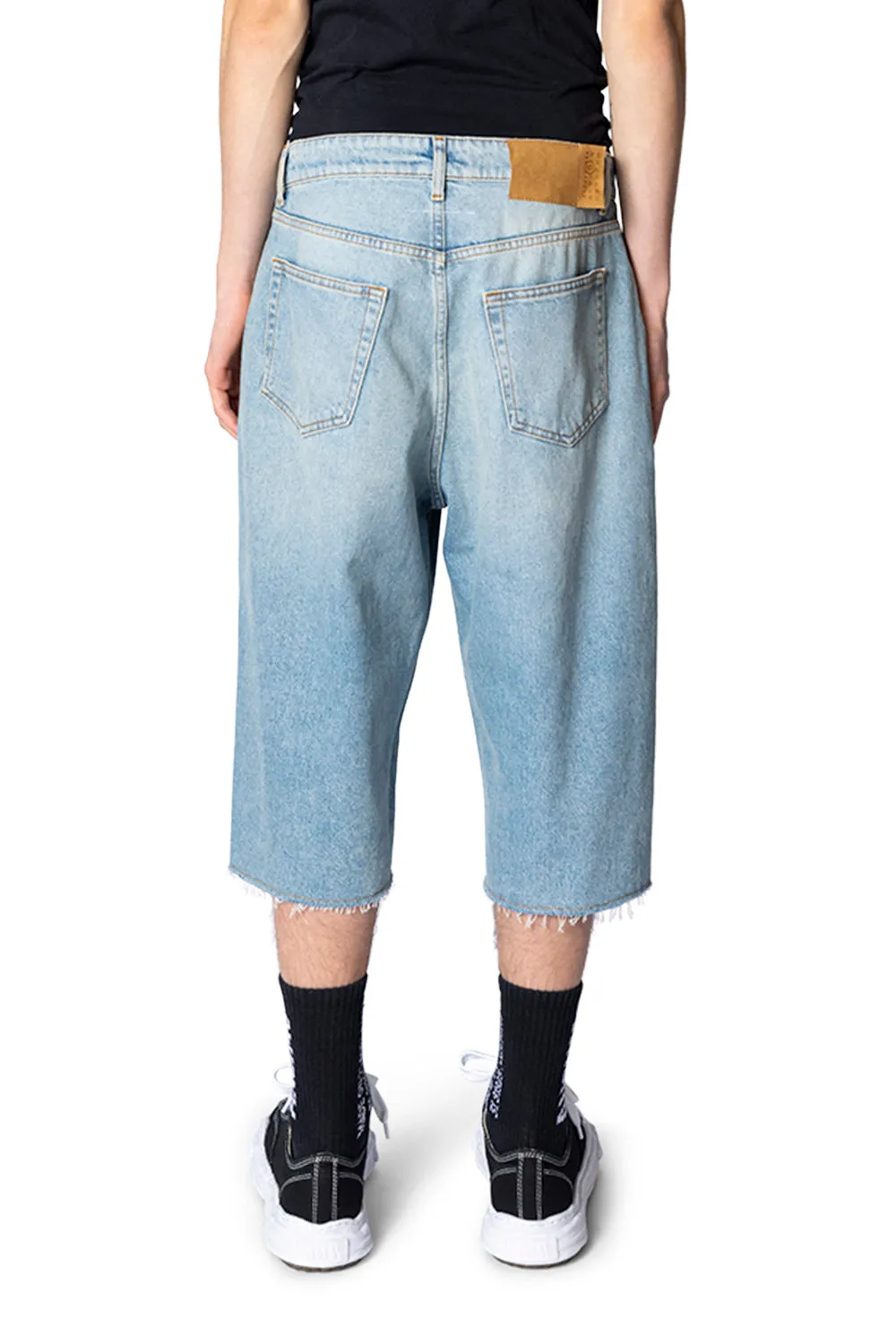 TAPED DENIM SHORTS LIGHT BLUE
