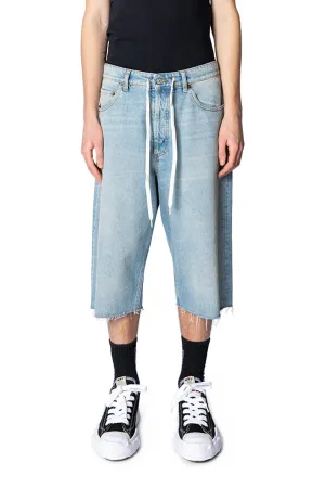TAPED DENIM SHORTS LIGHT BLUE