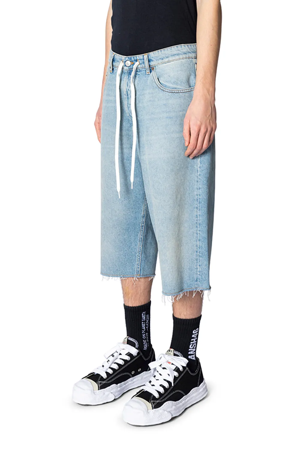 TAPED DENIM SHORTS LIGHT BLUE