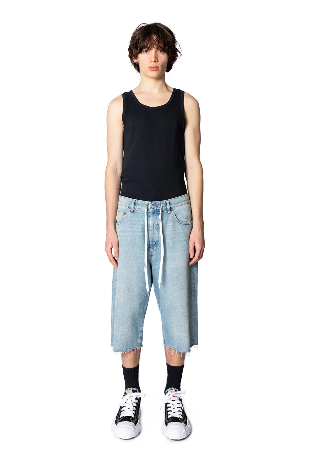 TAPED DENIM SHORTS LIGHT BLUE