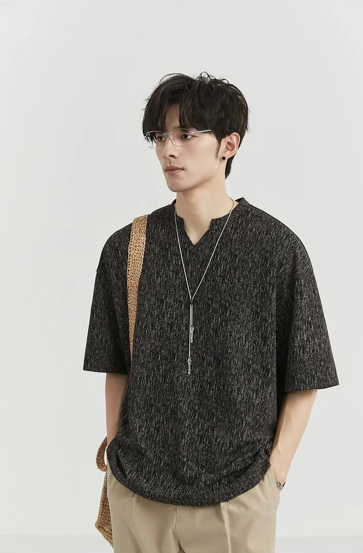 Textured V-Neck Half Sleeve Top