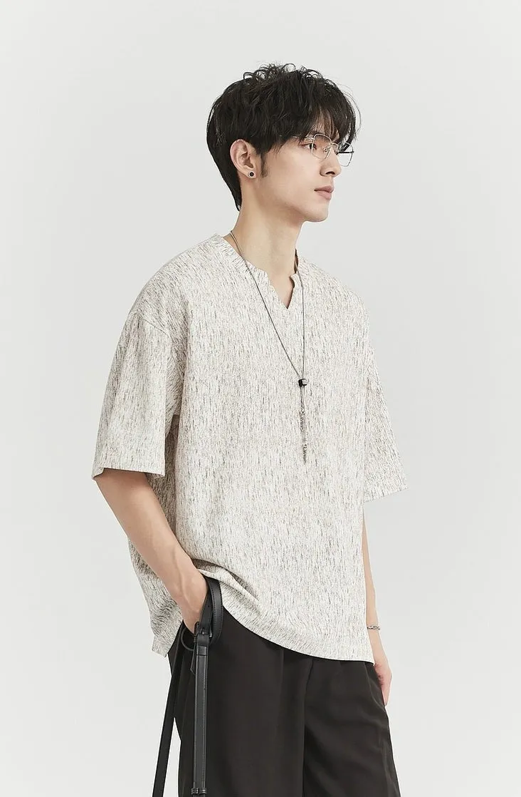 Textured V-Neck Half Sleeve Top
