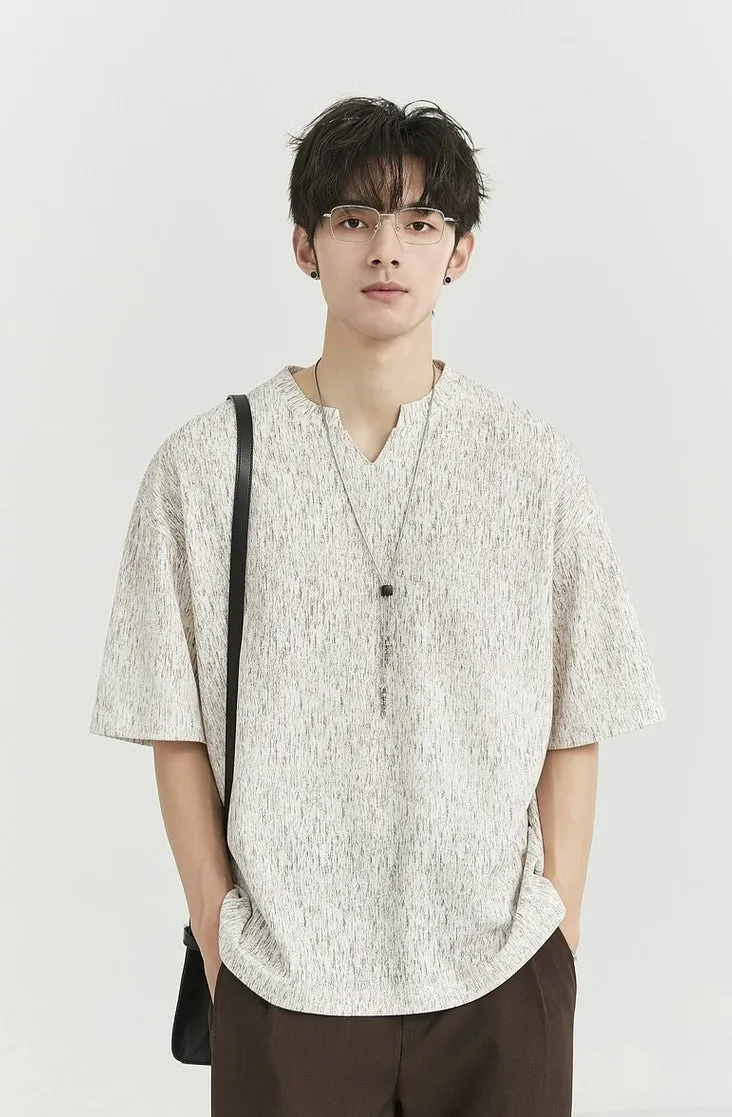 Textured V-Neck Half Sleeve Top
