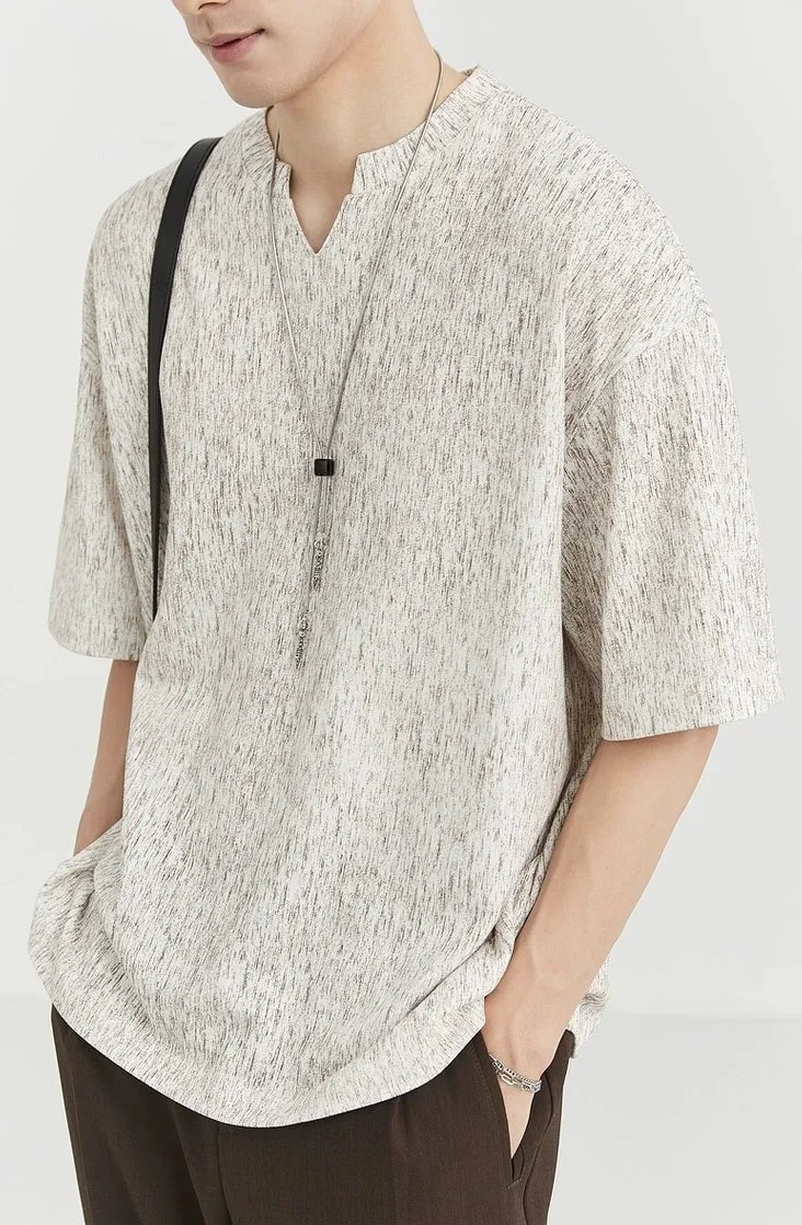 Textured V-Neck Half Sleeve Top