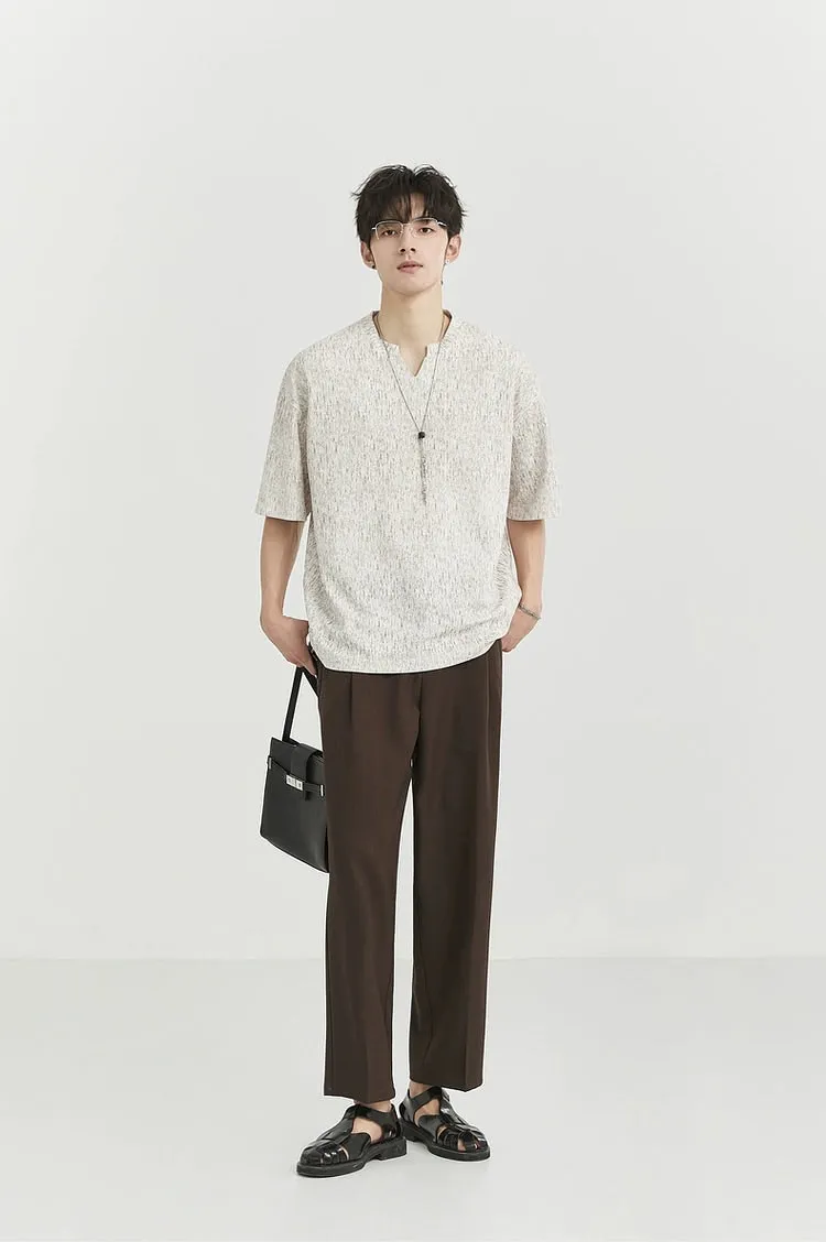 Textured V-Neck Half Sleeve Top