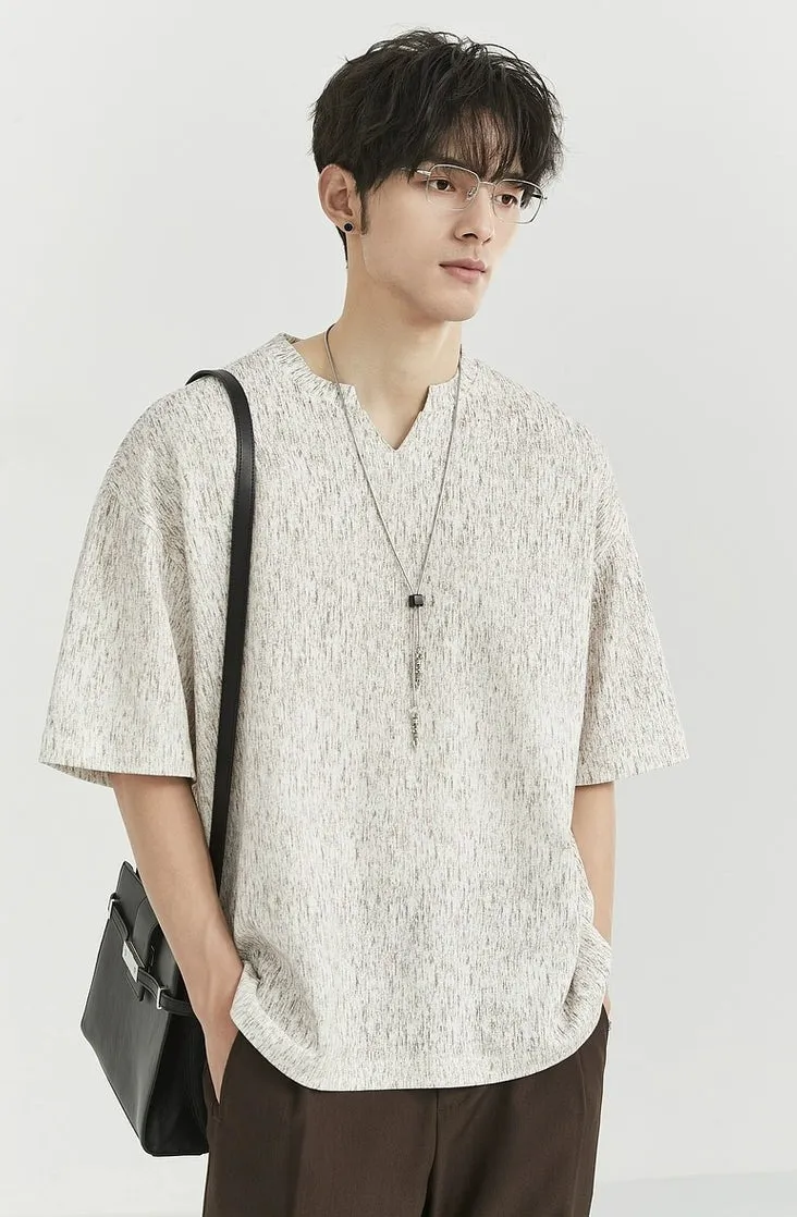 Textured V-Neck Half Sleeve Top