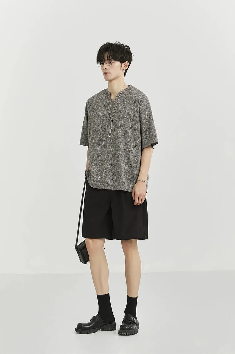 Textured V-Neck Half Sleeve Top