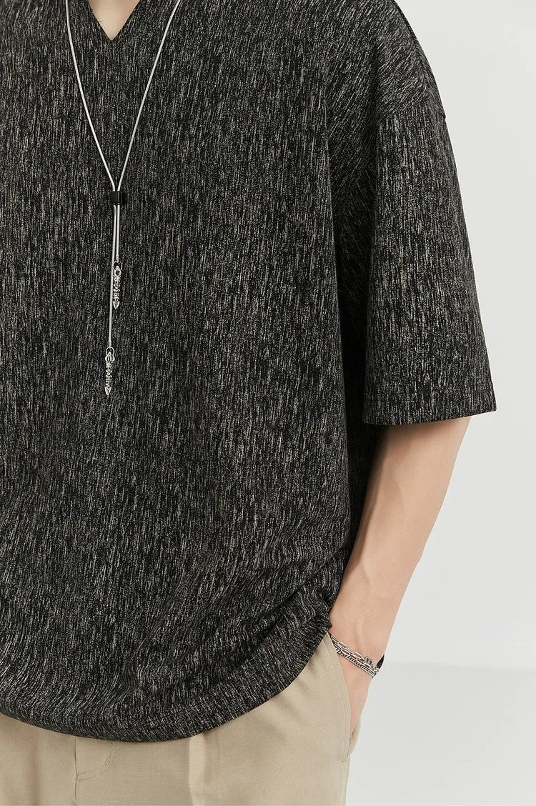 Textured V-Neck Half Sleeve Top