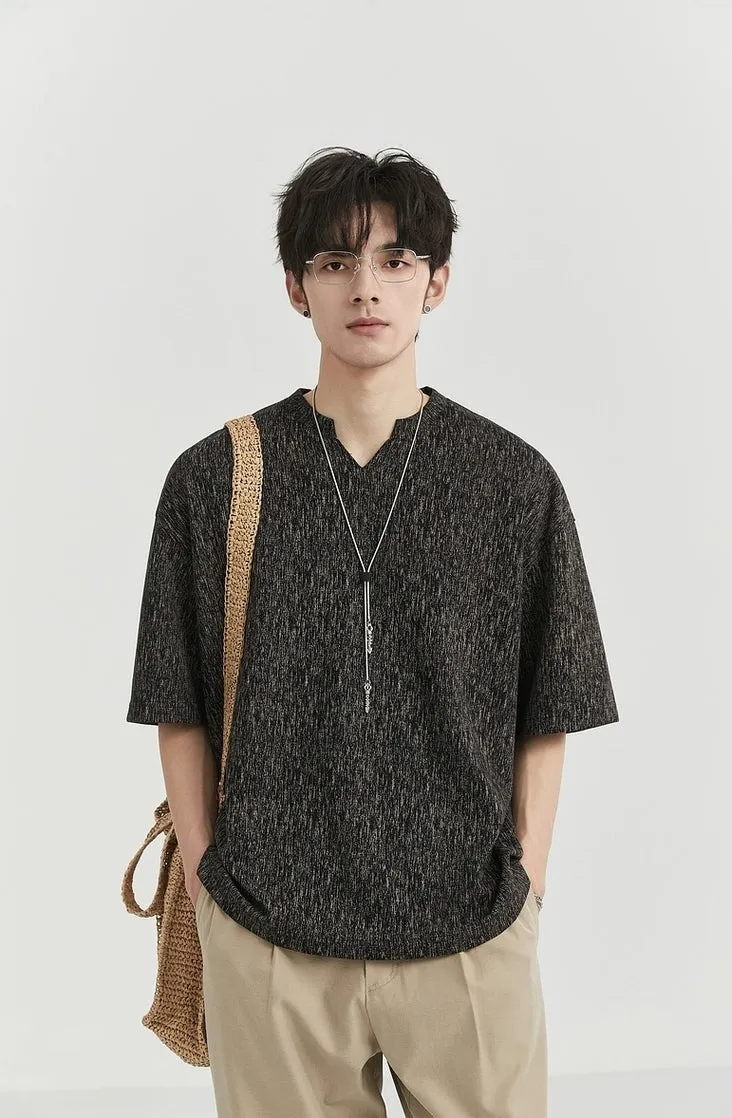 Textured V-Neck Half Sleeve Top