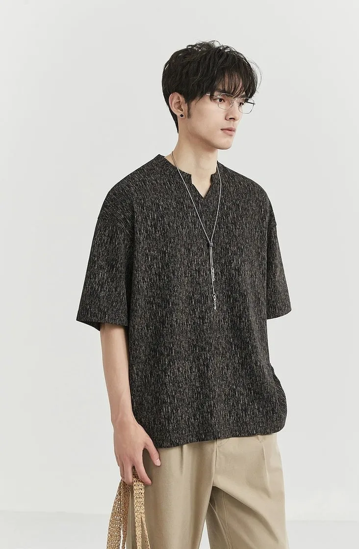 Textured V-Neck Half Sleeve Top