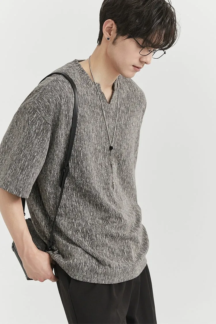 Textured V-Neck Half Sleeve Top