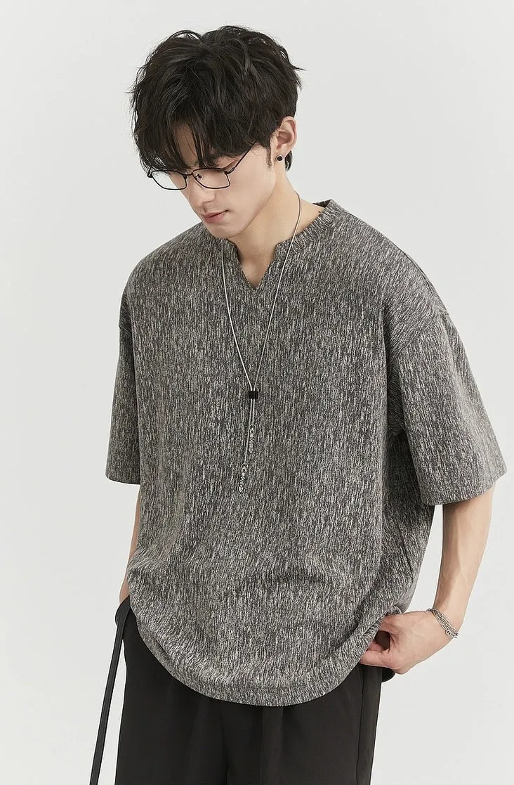 Textured V-Neck Half Sleeve Top