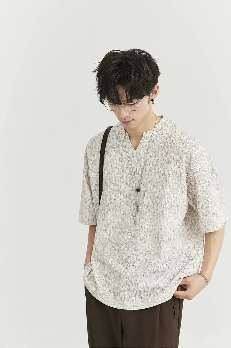 Textured V-Neck Half Sleeve Top