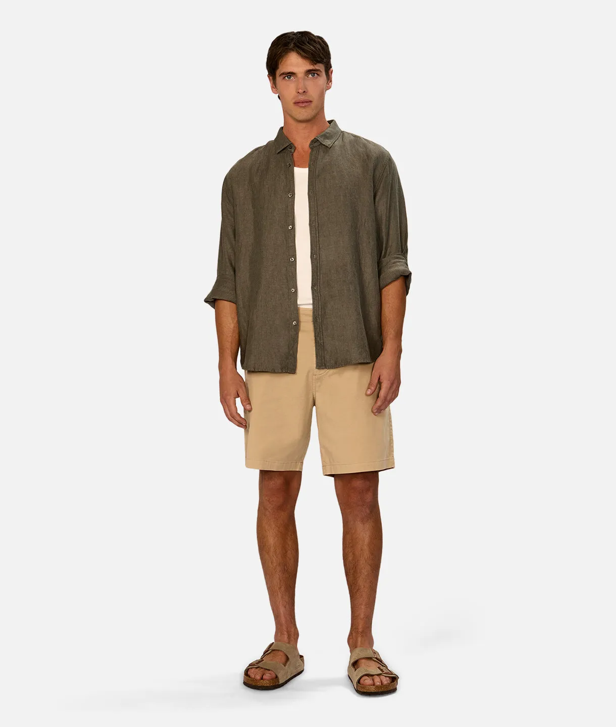 The Trinidad Linen Blend L/s Shirt - Shamrock