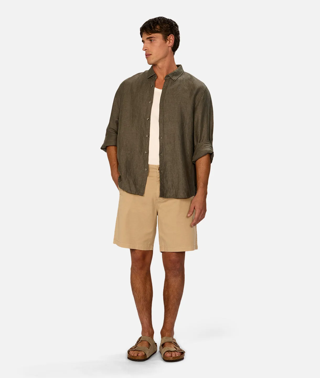 The Trinidad Linen Blend L/s Shirt - Shamrock