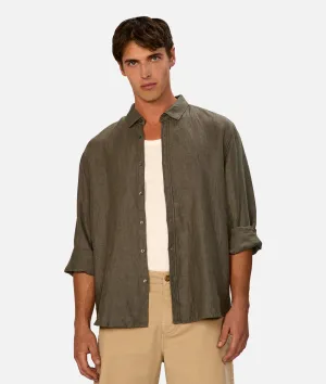 The Trinidad Linen Blend L/s Shirt - Shamrock