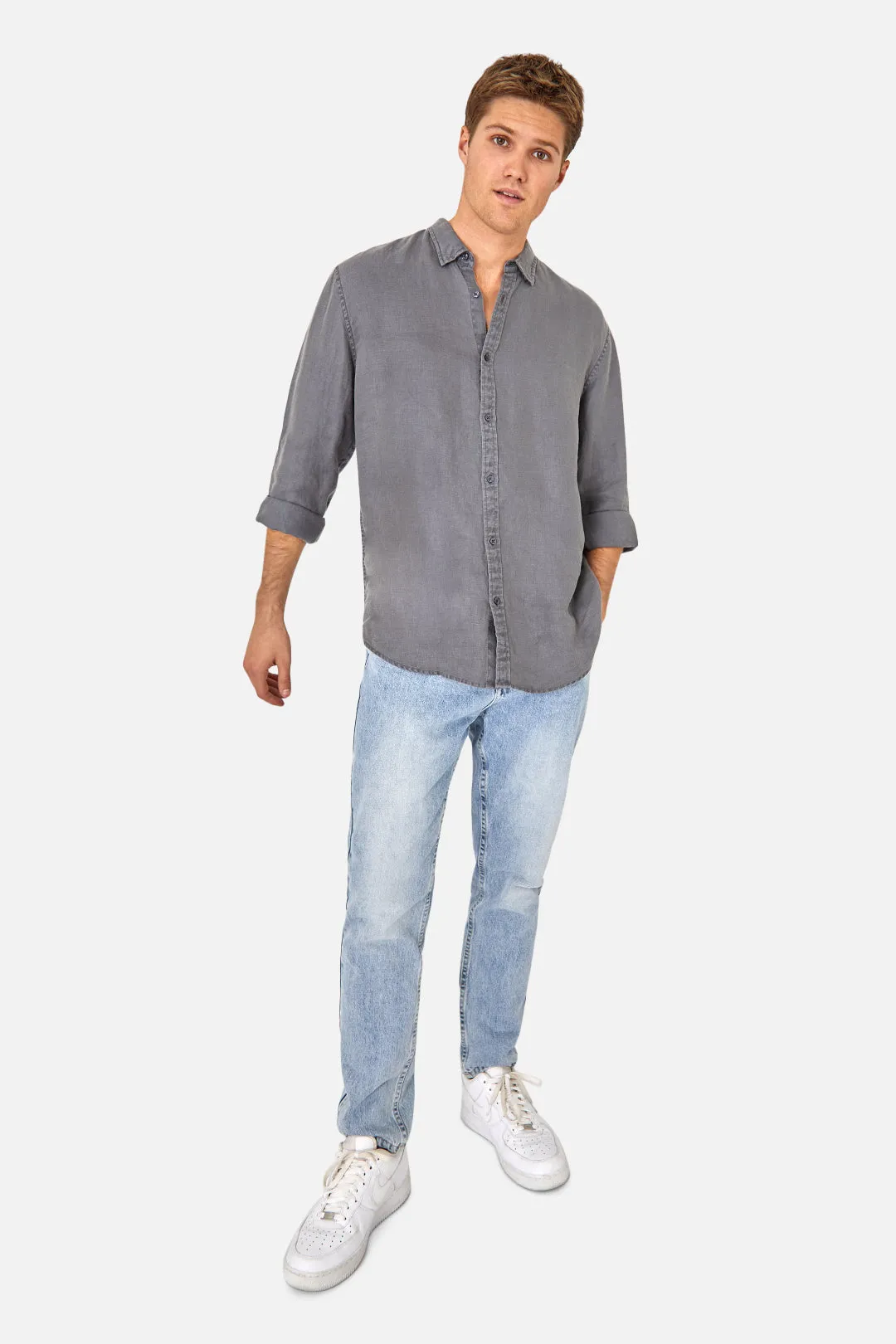 The Trinidad Linen L/s Shirt - Anthracite