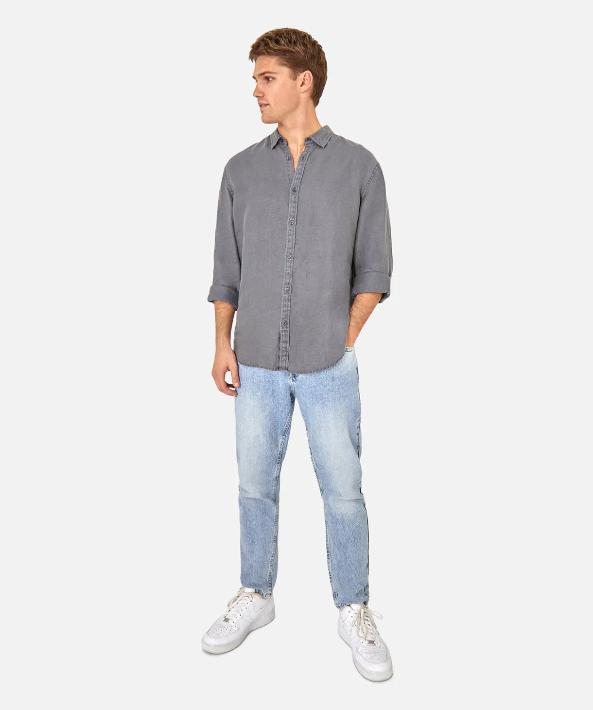 The Trinidad Linen L/s Shirt - Anthracite