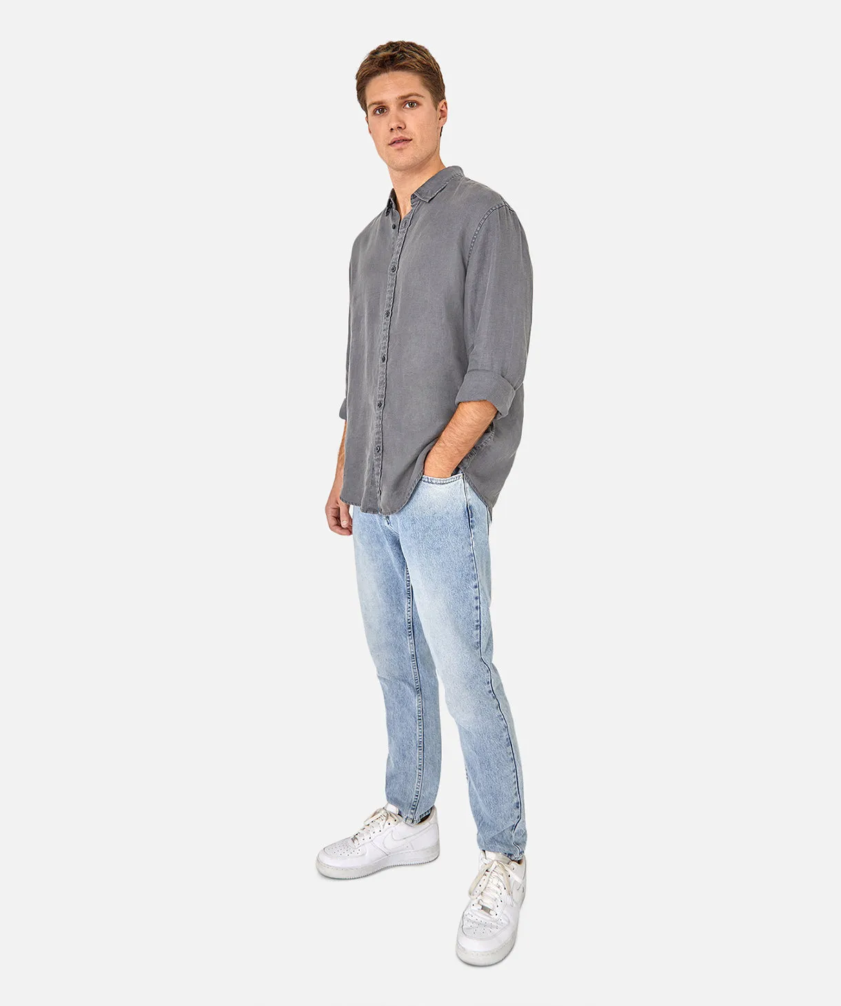 The Trinidad Linen L/s Shirt - Anthracite