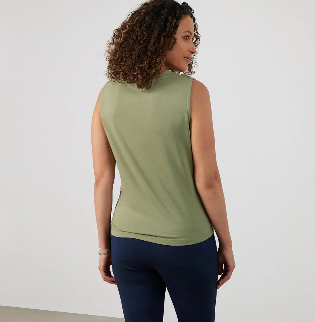 Threshold Cowl Neck Top Petite Fit - Sage Green
