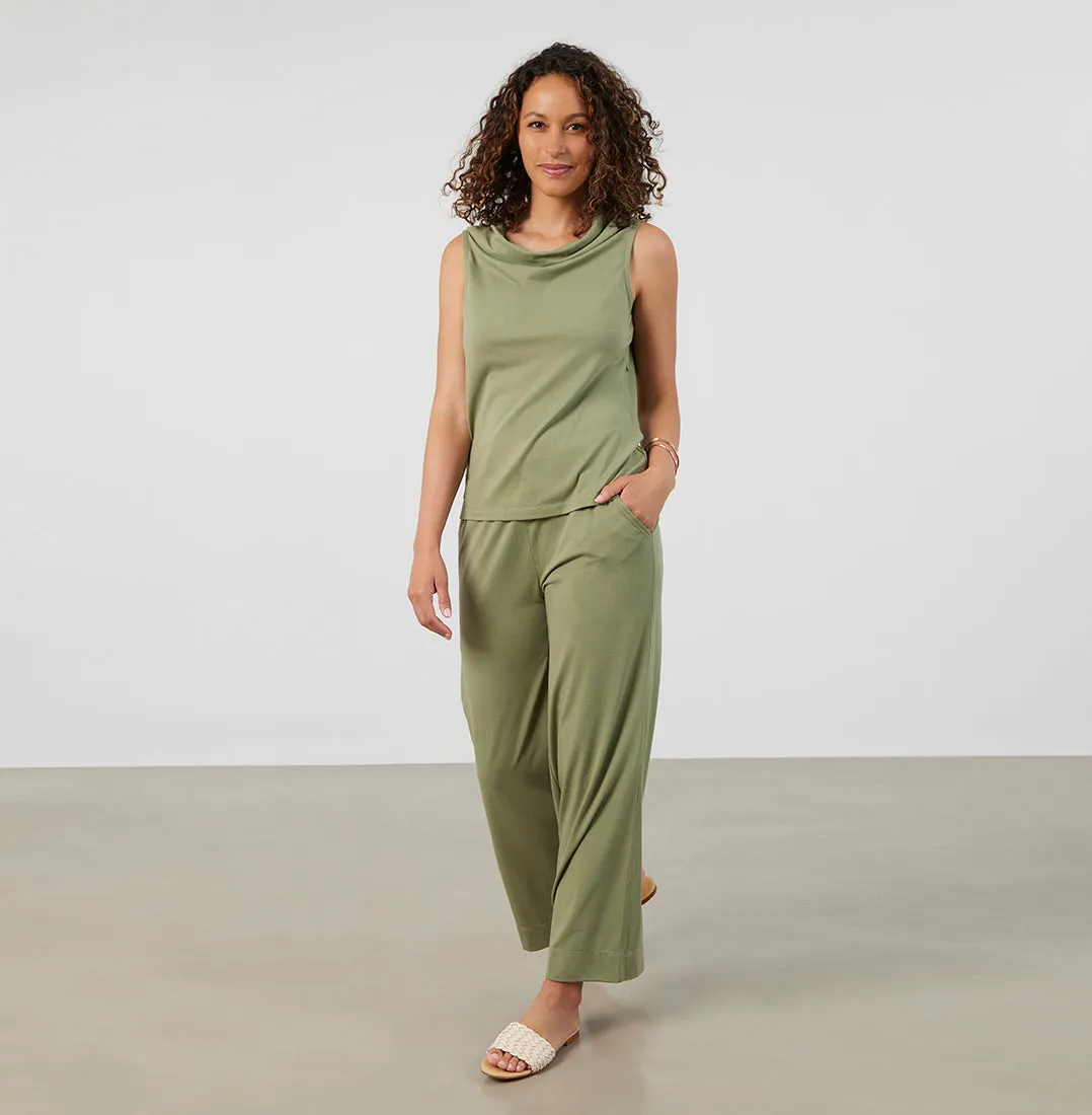 Threshold Cowl Neck Top Petite Fit - Sage Green