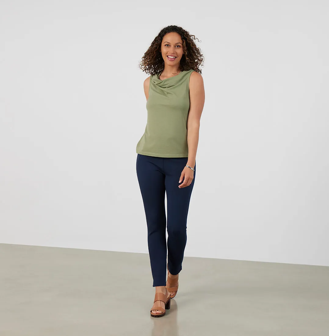 Threshold Cowl Neck Top Petite Fit - Sage Green