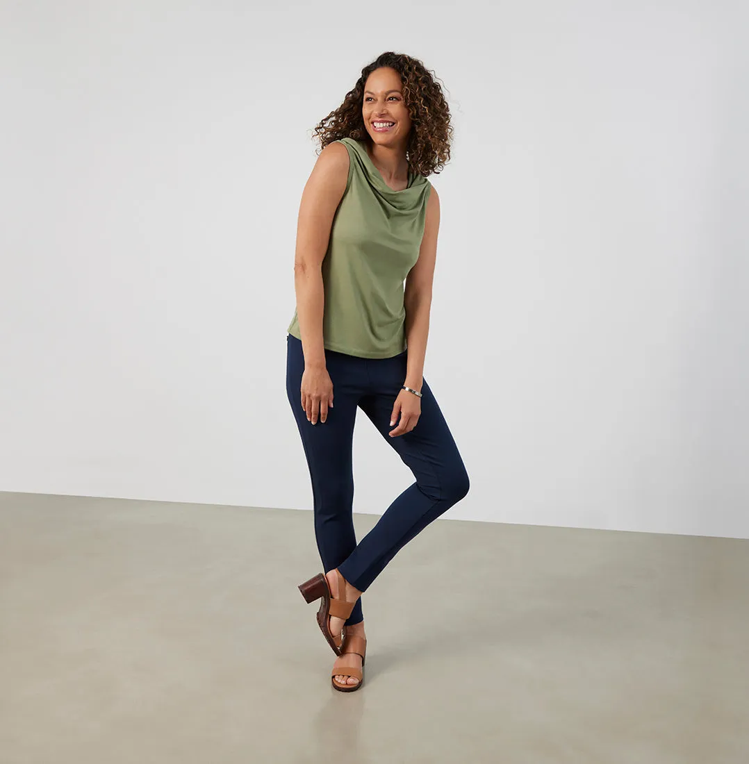 Threshold Cowl Neck Top Petite Fit - Sage Green