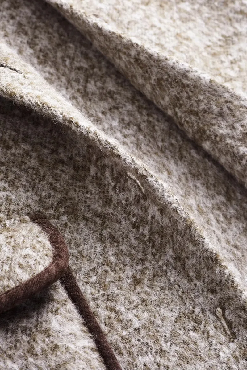 Vintage Boucle Wool Blend Button-Up Bomber Jacket
