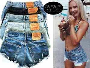 Vintage LEVI Shorts All Sizes CUSTOM-FIT Button Fly 501's or Zip Fly Levi's Jean Denim Cutoff Shorts
