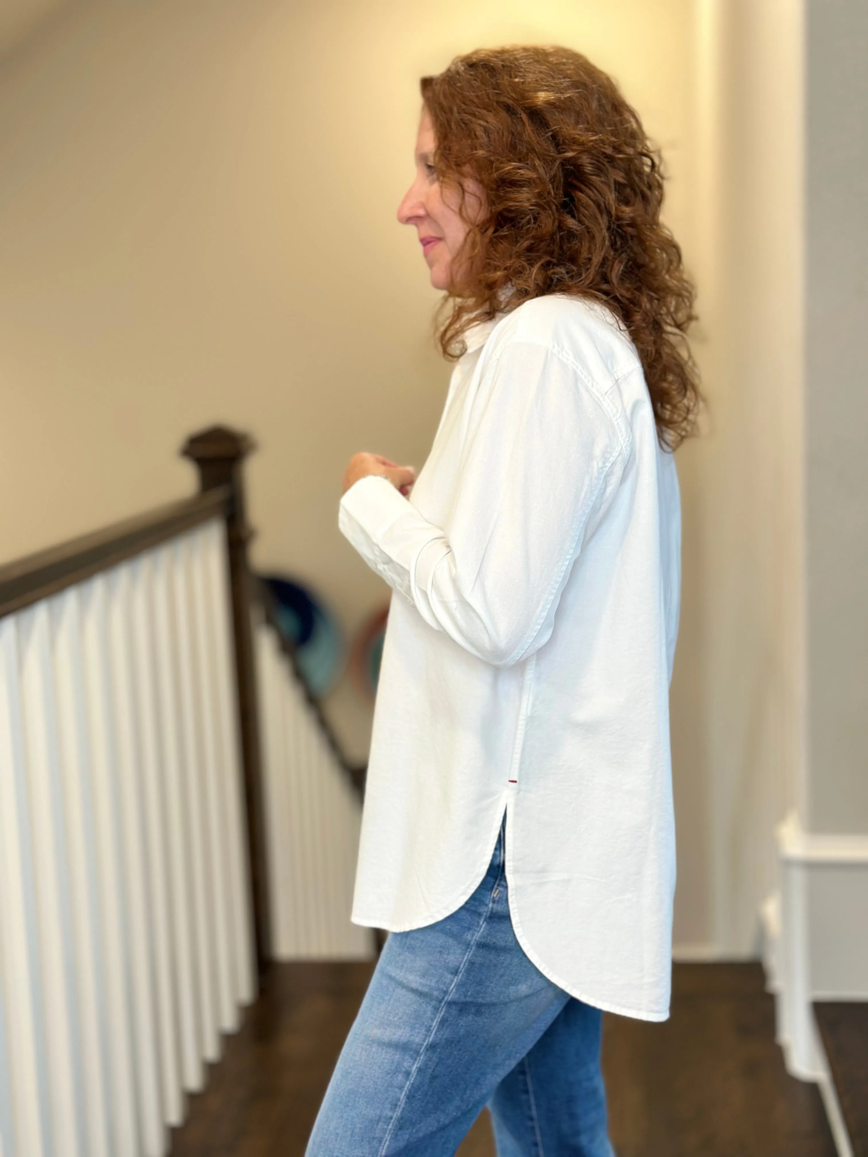 Voyageur - Bronte Relaxed Button Up Top in Oxford White