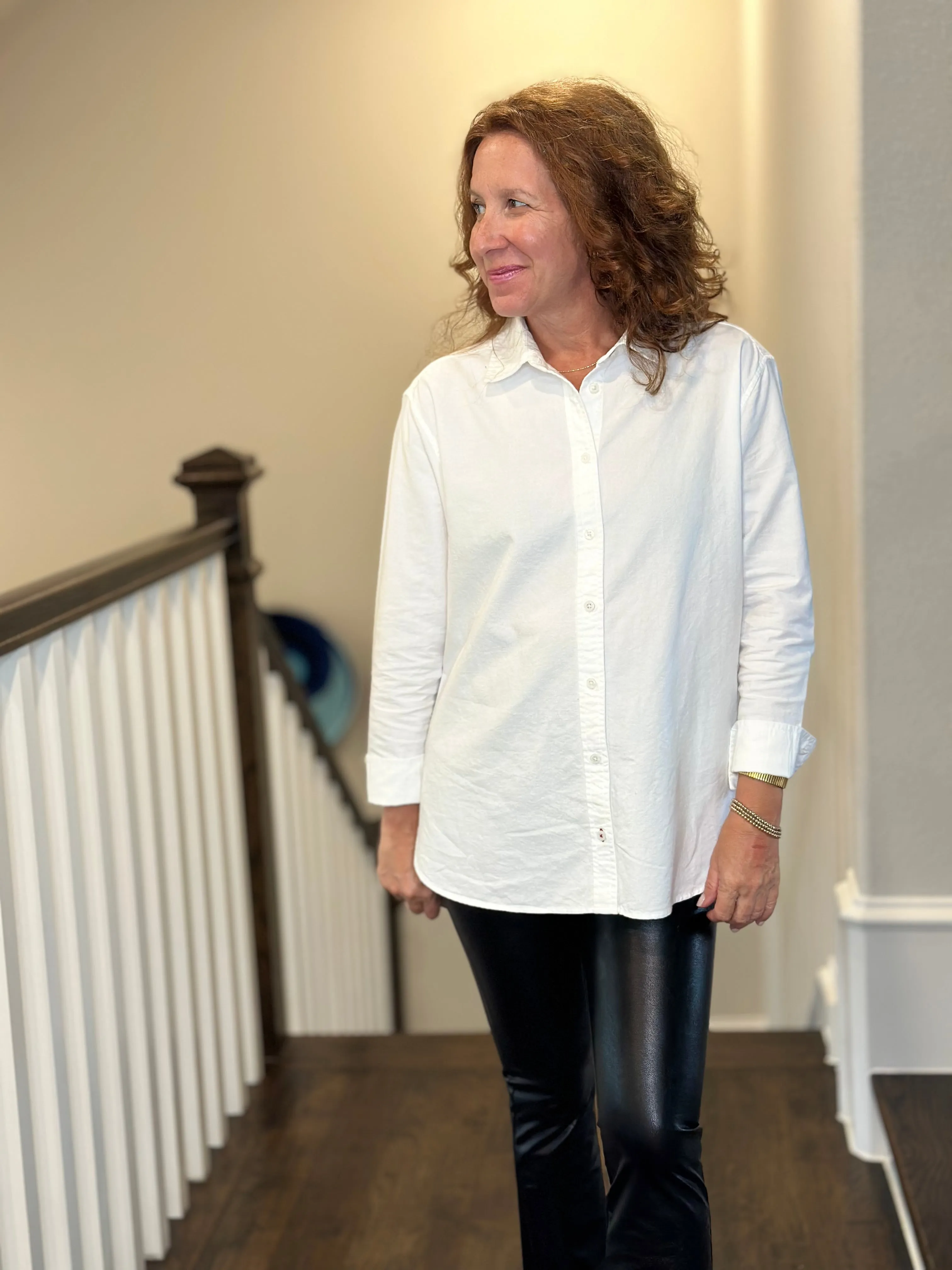 Voyageur - Bronte Relaxed Button Up Top in Oxford White