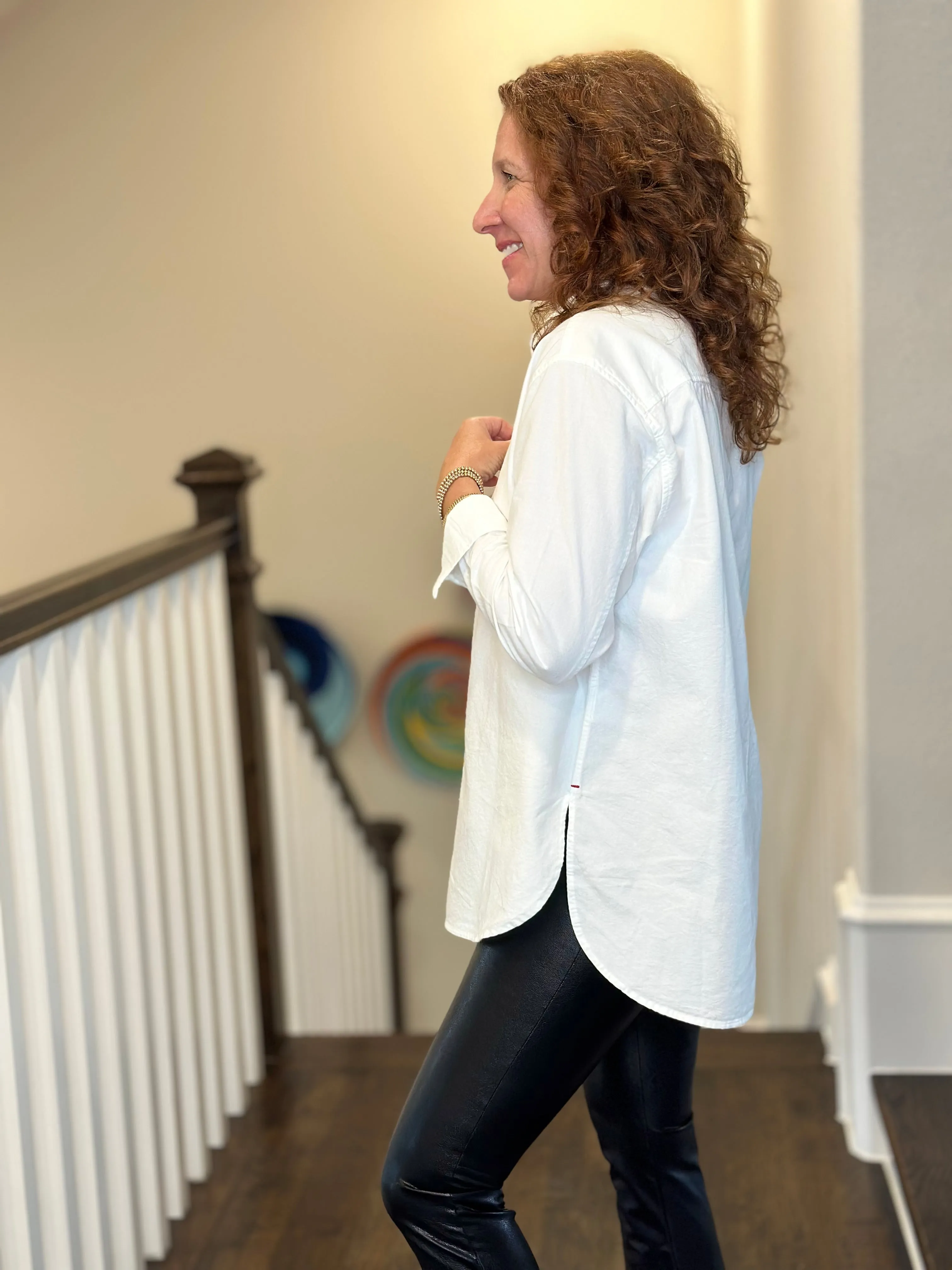 Voyageur - Bronte Relaxed Button Up Top in Oxford White