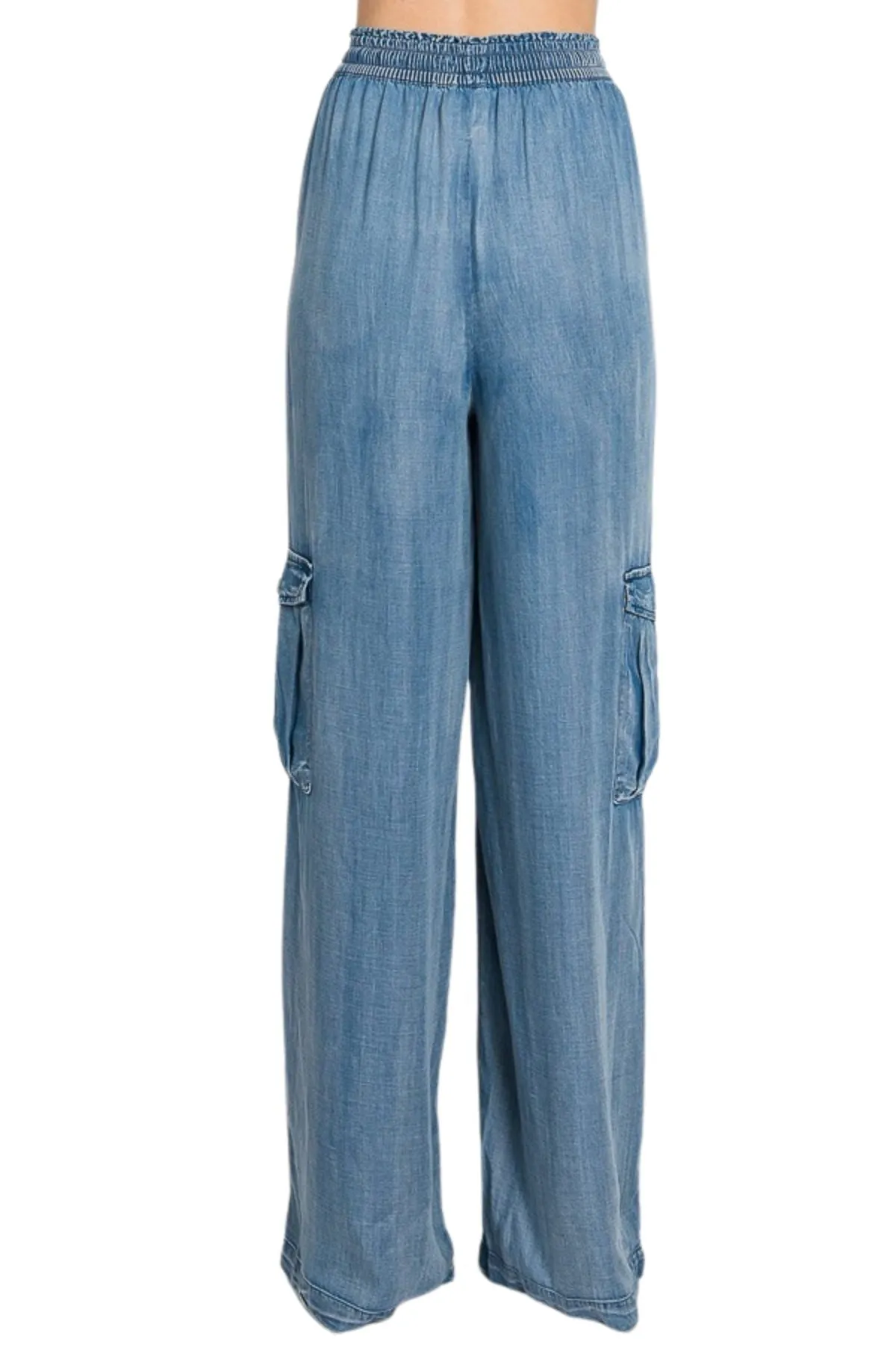 Wide Leg Jeans Drawstring High Waisted Loose Denim Pants (30012)