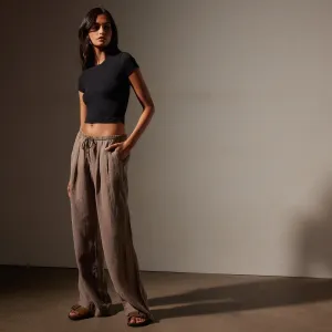 Wide Leg Relaxed Linen Pant - Cargo Pigment