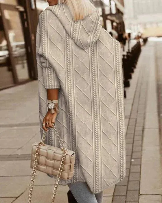 Women's Stylish Long Knitted Cardigan with Hood and Pockets | Ideal for Autumn/Winter